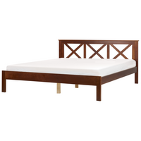 Letto in Legno Scuro con Rete a Doghe Design Elegante 180 x 200 cm