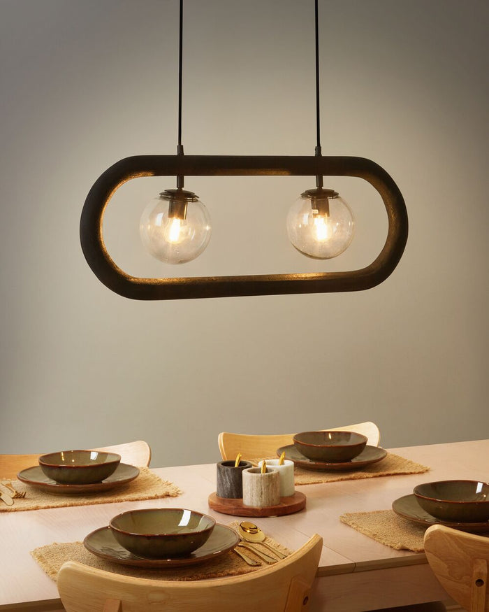Lampada a sospensione Paralume in legno di mango nero Plafoniera in stile industriale Boho Accessori per la casa Fatti a mano