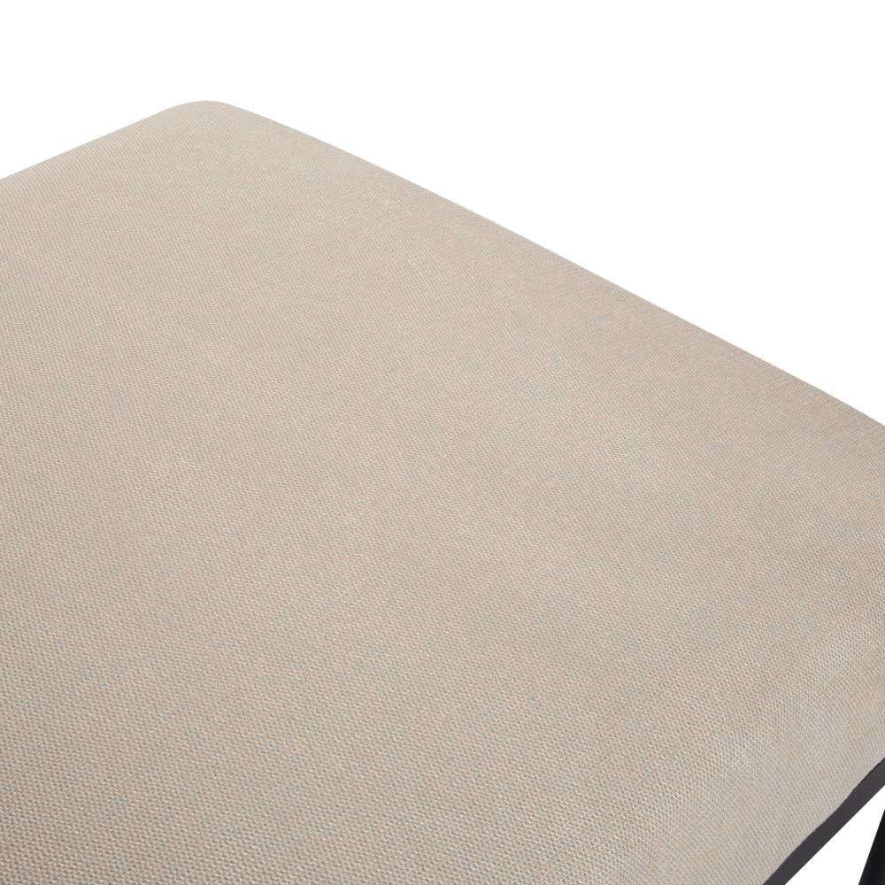 Chaise longue in lino sintetico ecopelle beige e marrone con gambe nere in ferro stile elegante