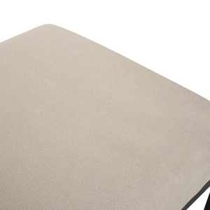 Chaise longue in lino sintetico ecopelle beige e marrone con gambe nere in ferro stile elegante