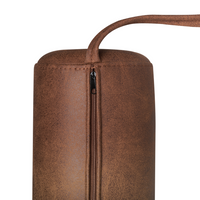 Chaise longue in lino sintetico ecopelle beige e marrone con gambe nere in ferro stile elegante