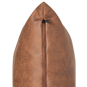 Poltrona in ecopelle marrone con cuscino gambe in ferro nero stile retrò elegante