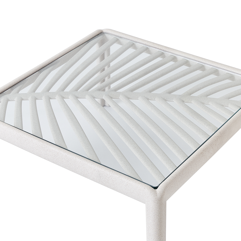 Tavolino da giardino Beige chiaro Struttura sintetica 69 x 69 cm Stile moderno per esterni