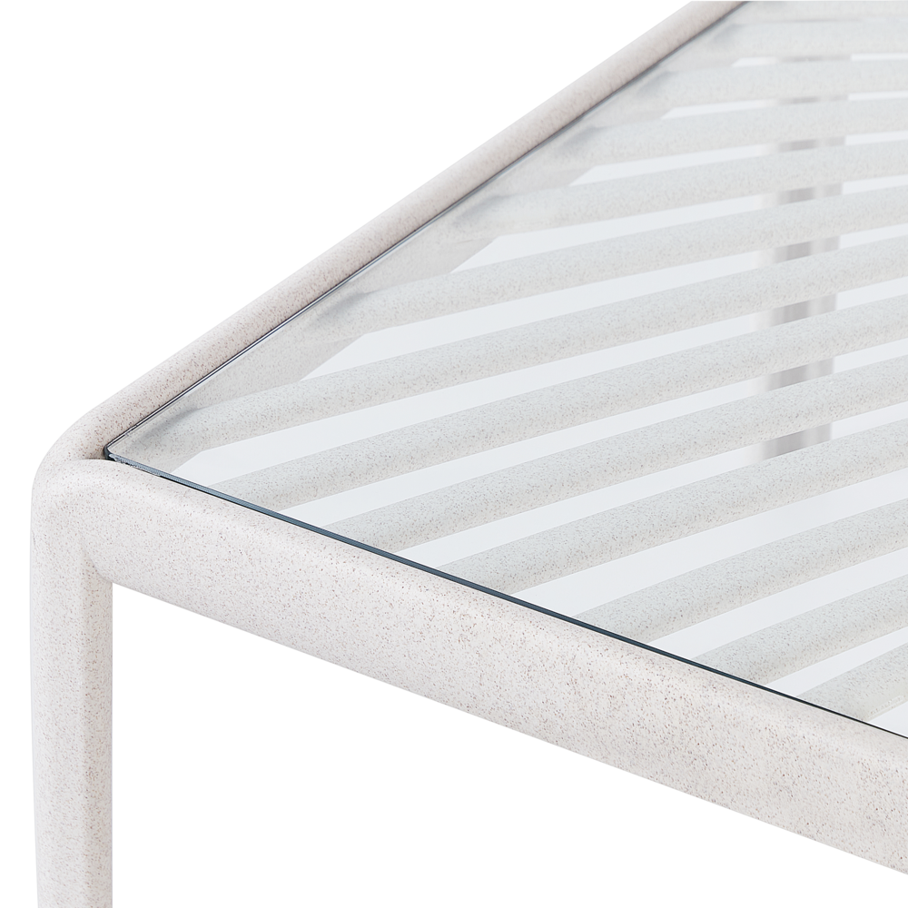 Tavolino da giardino Beige chiaro Struttura sintetica 69 x 69 cm Stile moderno per esterni