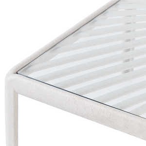 Tavolino da giardino Beige chiaro Struttura sintetica 69 x 69 cm Stile moderno per esterni