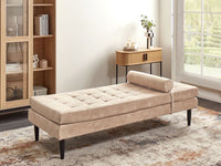 Chaise Longue Beige Velluto Mobili Soggiorno Stile Moderno