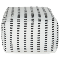Pouf da giardino in materiale sintetico bianco e nero quadrato 50 x 50 x 30 cm Pouf da esterno intrecciato a mano in stile Boho