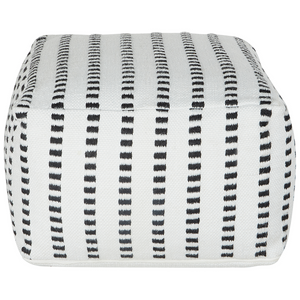 Pouf da giardino in materiale sintetico bianco e nero quadrato 50 x 50 x 30 cm Pouf da esterno intrecciato a mano in stile Boho