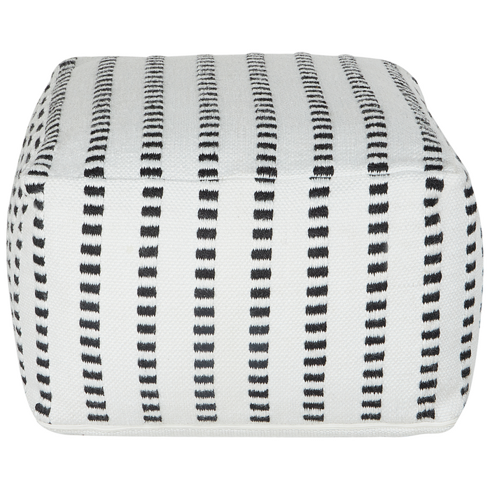 Pouf da giardino in materiale sintetico bianco e nero quadrato 50 x 50 x 30 cm Pouf da esterno intrecciato a mano in stile Boho