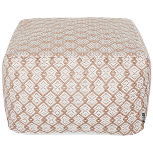 Pouf da giardino in materiale sintetico beige e bianco quadrato 50 x 50 x 30 cm Pouf da esterno intrecciato a mano in stile Boho