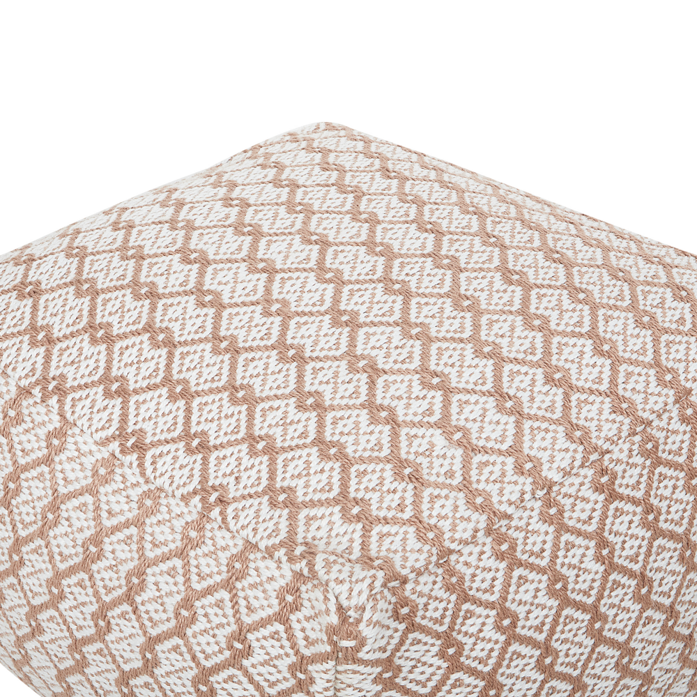 Pouf da giardino in materiale sintetico beige e bianco quadrato 50 x 50 x 30 cm Pouf da esterno intrecciato a mano in stile Boho