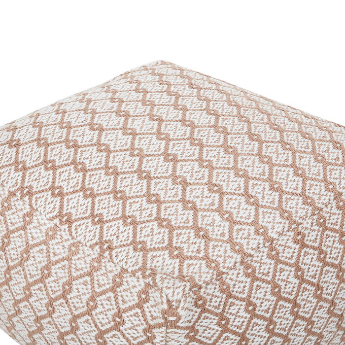 Pouf da giardino in materiale sintetico beige e bianco quadrato 50 x 50 x 30 cm Pouf da esterno intrecciato a mano in stile Boho