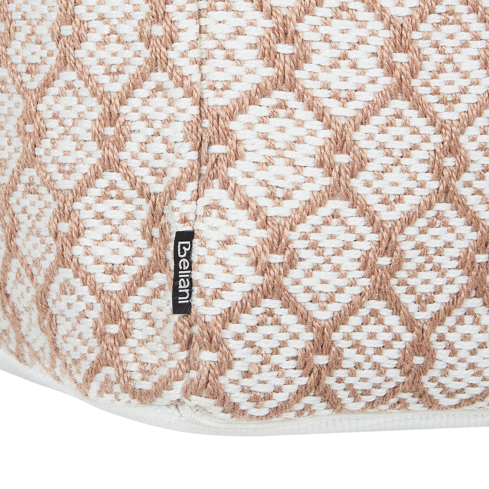 Pouf da giardino in materiale sintetico beige e bianco quadrato 50 x 50 x 30 cm Pouf da esterno intrecciato a mano in stile Boho