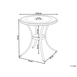 Tavolo da pranzo da giardino marrone alluminio rotondo ø 68 cm Outdoor Vintage