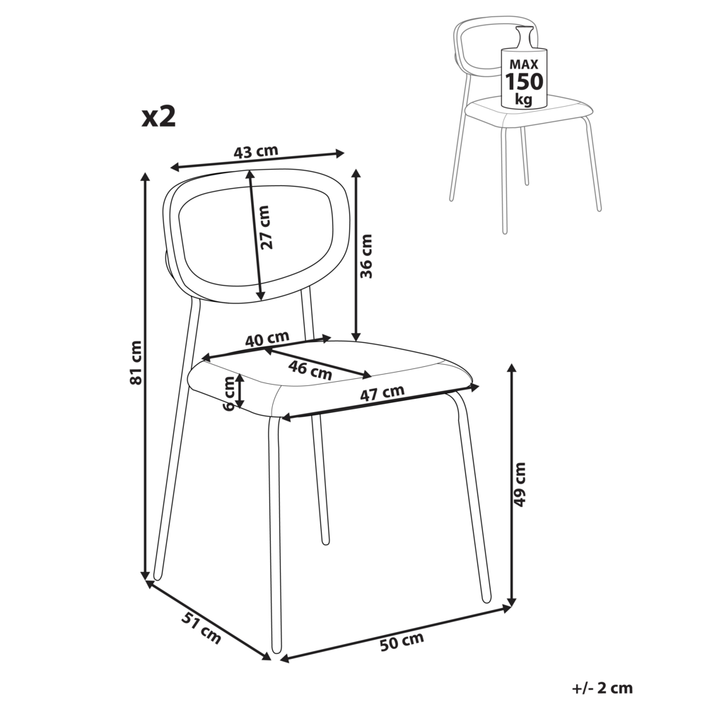 Set di 2 sedie da pranzo Rivestimento in poliestere beige chiaro Schienale in rattan naturale a treccia viennese Gambe in metallo nero Sgabelli senza braccioli