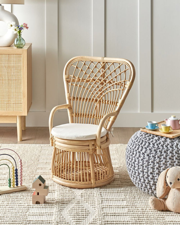 Sedia per bambini in rattan naturale Patio esterno interno Boho fatto a mano