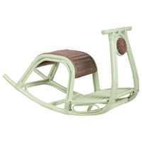Sedia a dondolo per bambini Verde chiaro Rattan Boho Rustico Indoor per Patio