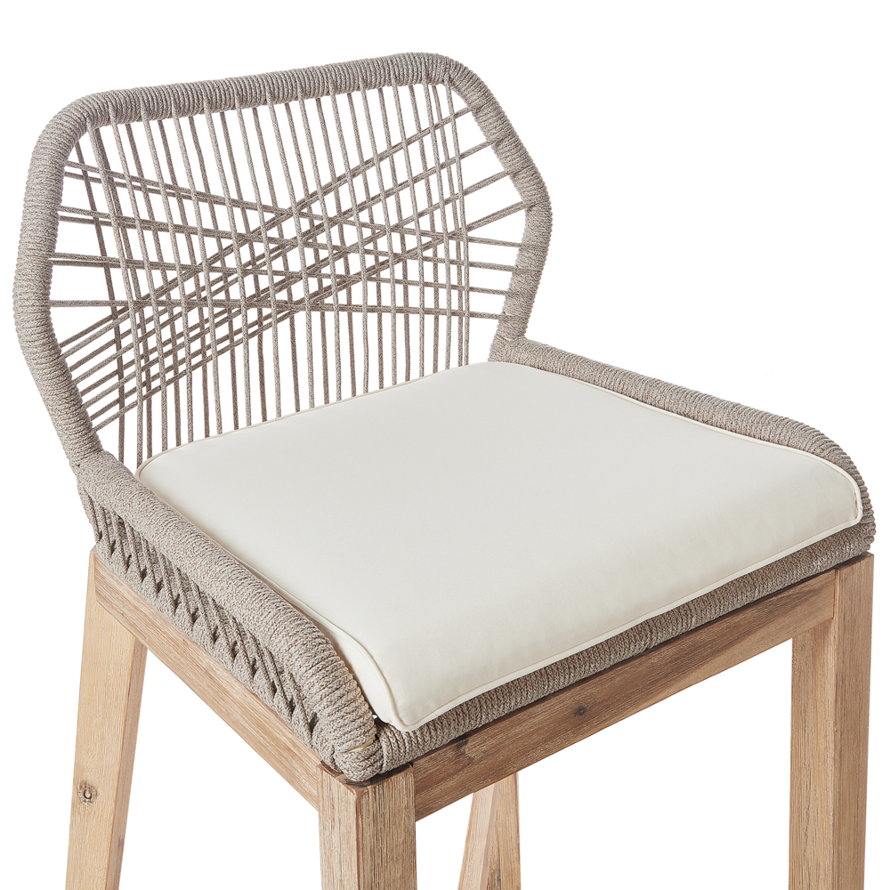 Sgabello da bar Sedia Legno chiaro Beige Giardino Boho Stile rustico Telaio in ferro