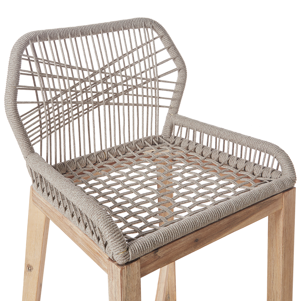 Sgabello da bar Sedia Legno chiaro Beige Giardino Boho Stile rustico Telaio in ferro