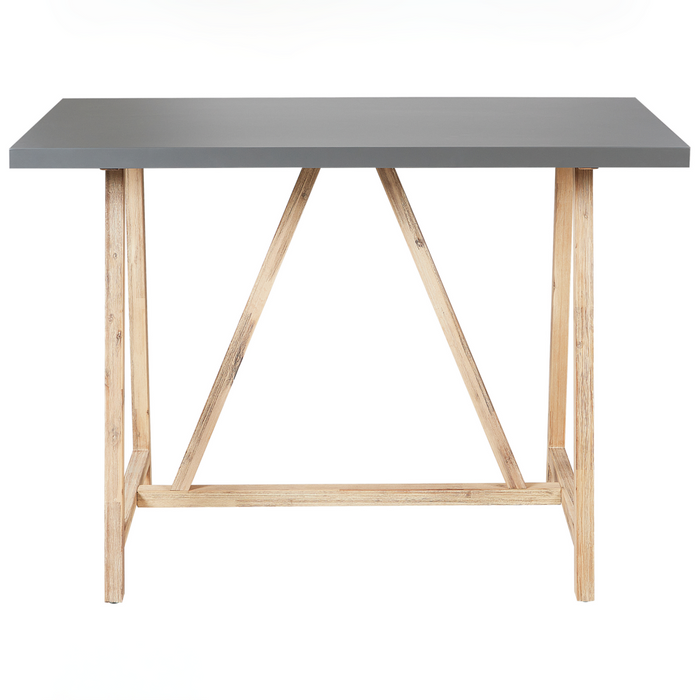 Tavolo da giardino in cemento grigio 140 x 70 cm gambe in legno industriale tradizionale giardino all'aperto per patio