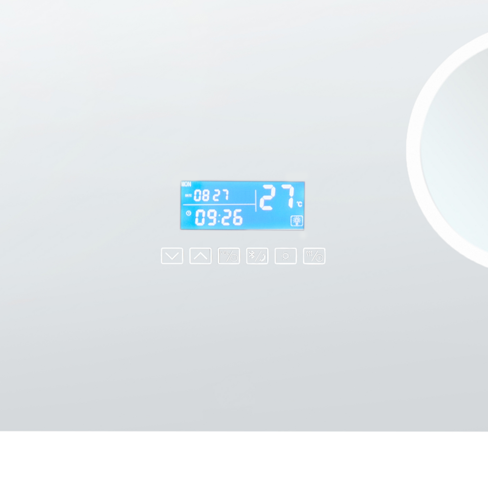 Specchio da bagno illuminato a LED rettangolare 60 x 80 cm Glamour con altoparlante Bluetooth Lente di ingrandimento