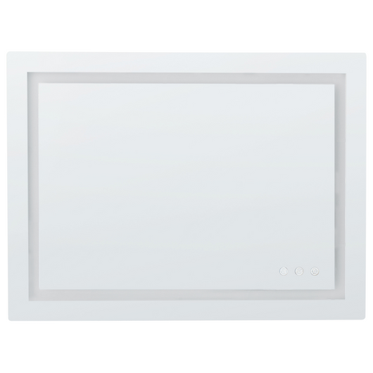 Specchio da bagno a LED rettangolare argento con luci colorate e funzione antiappannamento 80 x 60 cm stile glamour