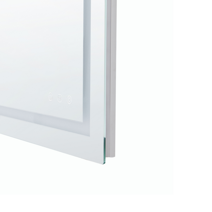 Specchio da bagno a LED rettangolare argento con luci colorate e funzione antiappannamento 80 x 60 cm stile glamour