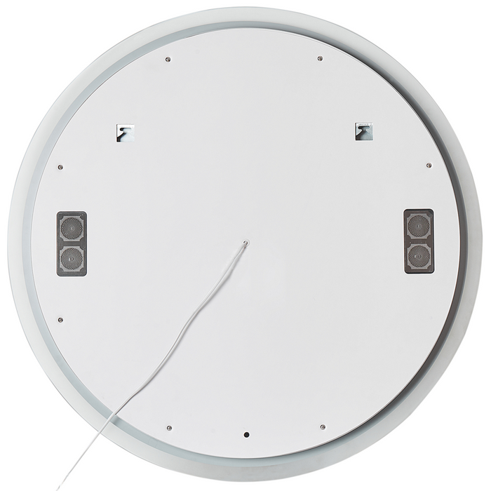 Specchio da bagno a LED argento rotondo con altoparlante bluetooth 80 x 80 cm stile elegante