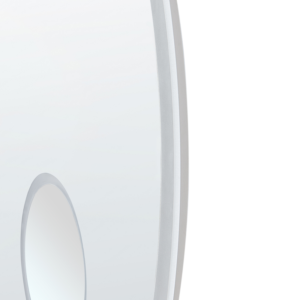 Specchio da bagno a LED argento rotondo con altoparlante bluetooth 80 x 80 cm stile elegante