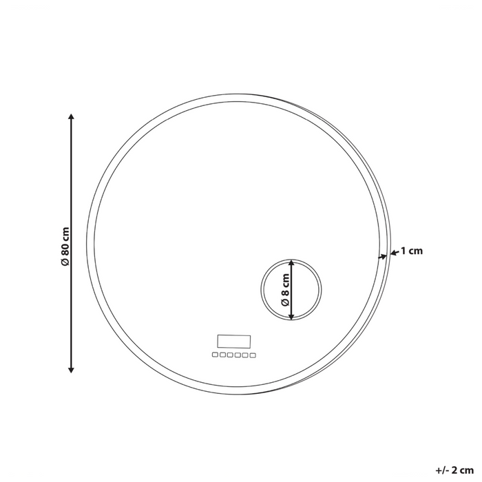 Specchio da bagno a LED argento rotondo con altoparlante bluetooth 80 x 80 cm stile elegante