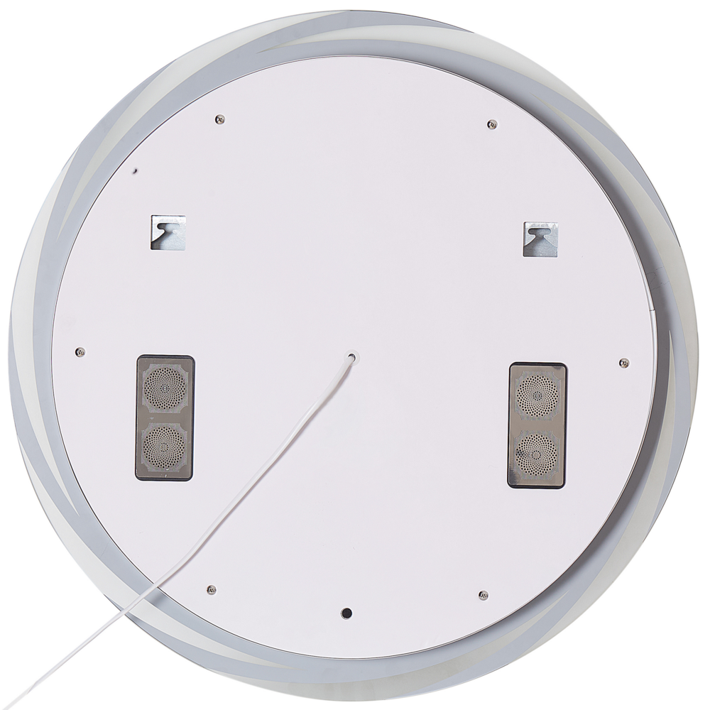 Specchio da parete a LED argento rotondo con altoparlante bluetooth 60 x 60 cm stile elegante