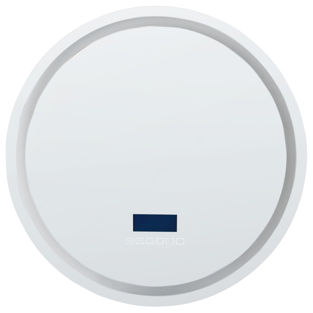 Specchio da bagno a LED argento rotondo con altoparlante Bluetooth 60 x 60 cm stile elegante