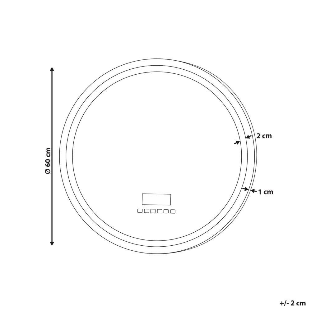 Specchio da bagno a LED argento rotondo con altoparlante Bluetooth 60 x 60 cm stile elegante