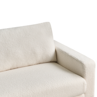 Divano 3 posti in tessuto bouclè bianco con gambe in legno chiaro soggiorno stile moderno