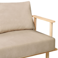Divano Beige Poliestere Tessuto Rivestito 2 Posti Japandi Stile Minimalista
