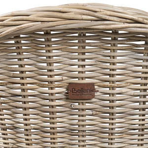 Poltrona da giardino in rattan naturale con cuscino di seduta in cotone bianco sporco per interni ed esterni