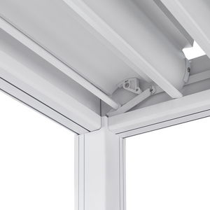 Pergola in metallo bianco con struttura ombreggiante in alluminio 310 x 310 cm Padiglione da giardino moderno e industriale