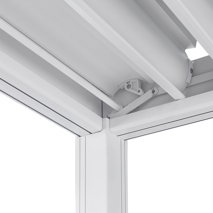 Pergola in metallo bianco con struttura ombreggiante in alluminio 310 x 310 cm Padiglione da giardino moderno e industriale