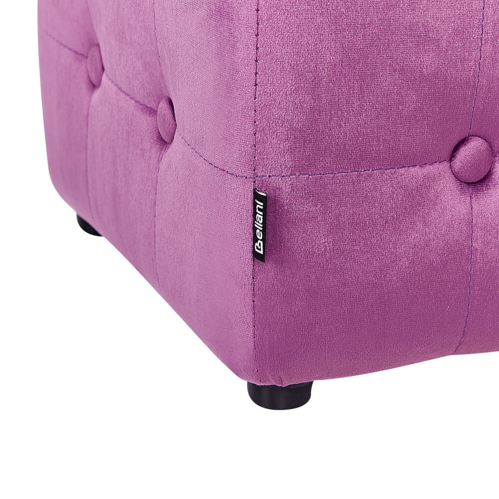 Poggiapiedi Pouf Cubo in Velluto Viola Bottone Tappezzeria Trapuntata