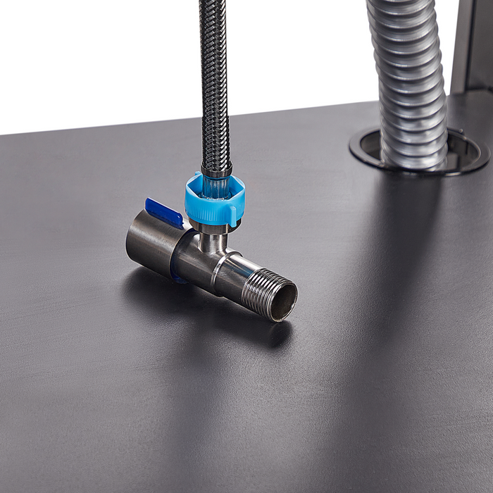 Isola da giardino con lavello a leva singola Ripiani in acciaio Piano in legno chiaro 159 x 50 x 91 cm Nero cucina da esterno