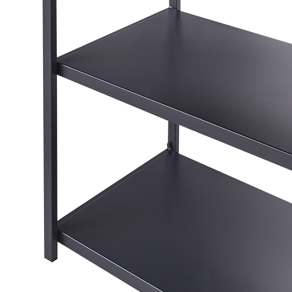 Isola da giardino in acciaio Scaffali in acciaio Base in polipropilene nero e legno chiaro 150x50x90 cm stile elegante