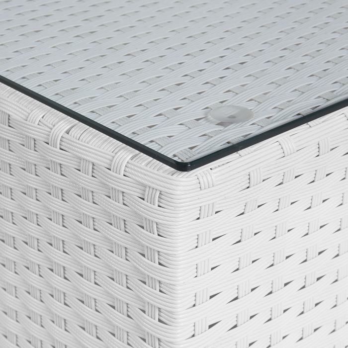 Set da giardino modulare in rattan bianco lato destro modulare a 4 posti