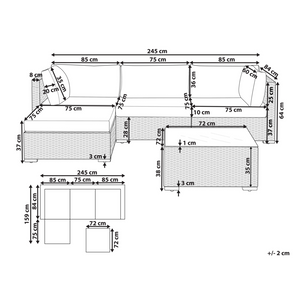 Set da giardino modulare in rattan bianco lato destro modulare a 4 posti