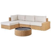 Set di divani da giardino 4 posti in vimini PE rattan tavolino con cuscini beige esterno elegante
