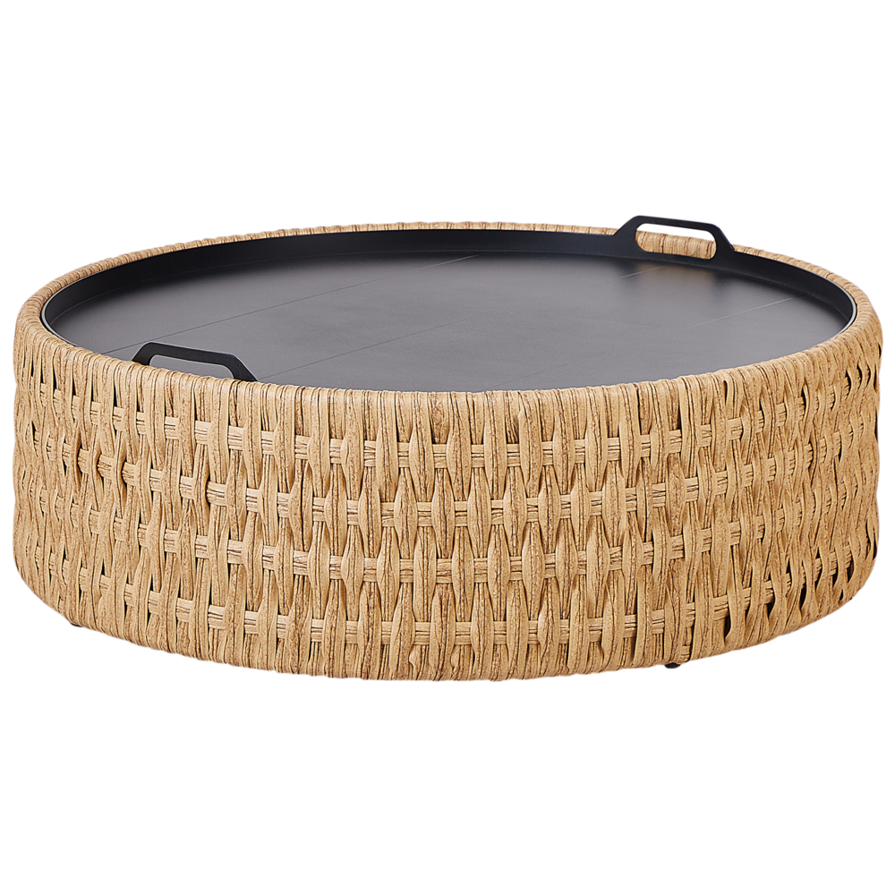 Set di divani da giardino 4 posti in vimini PE rattan tavolino con cuscini beige esterno elegante