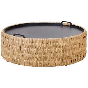 Set di divani da giardino 4 posti in vimini PE rattan tavolino con cuscini beige esterno elegante