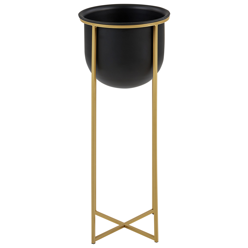 Set di 2 supporti per piante per fioriere di forma rotonda 56/46 cm metallo nero per interni ed esterni