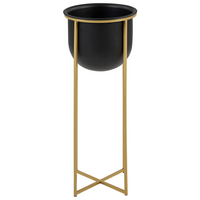 Set di 2 supporti per piante per fioriere di forma rotonda 56/46 cm metallo nero per interni ed esterni