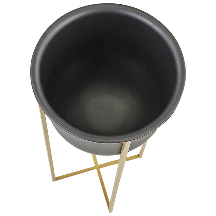 Set di 2 supporti per piante per fioriere di forma rotonda 56/46 cm metallo nero per interni ed esterni