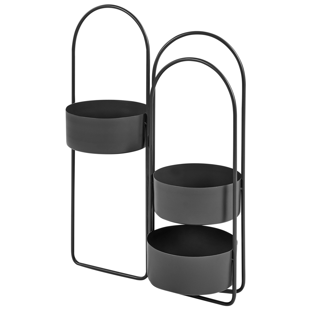 Portapiante per fiori metallo nero rotondo 56 x 26 x 75 cm per interni ed esterni